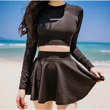 Корейский стиль, Женский сексуальный купальник, две части, милый, длинный рукав, Солнцезащитная пляжная одежда, купальник, женский купальник, купальник