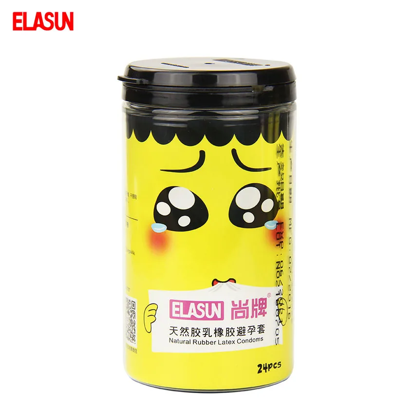 ELASUN 24 pcs 5 Kinds of Expression Styles Ultrathin Cute Yellow Man font b Condoms b