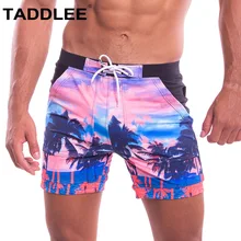 Бренд Taddlee, Мужская одежда для плавания, купальные костюмы, сексуальные плавки-боксеры, короткие шорты для серфинга, купальные костюмы с карманами, Длинные плавки, новинка