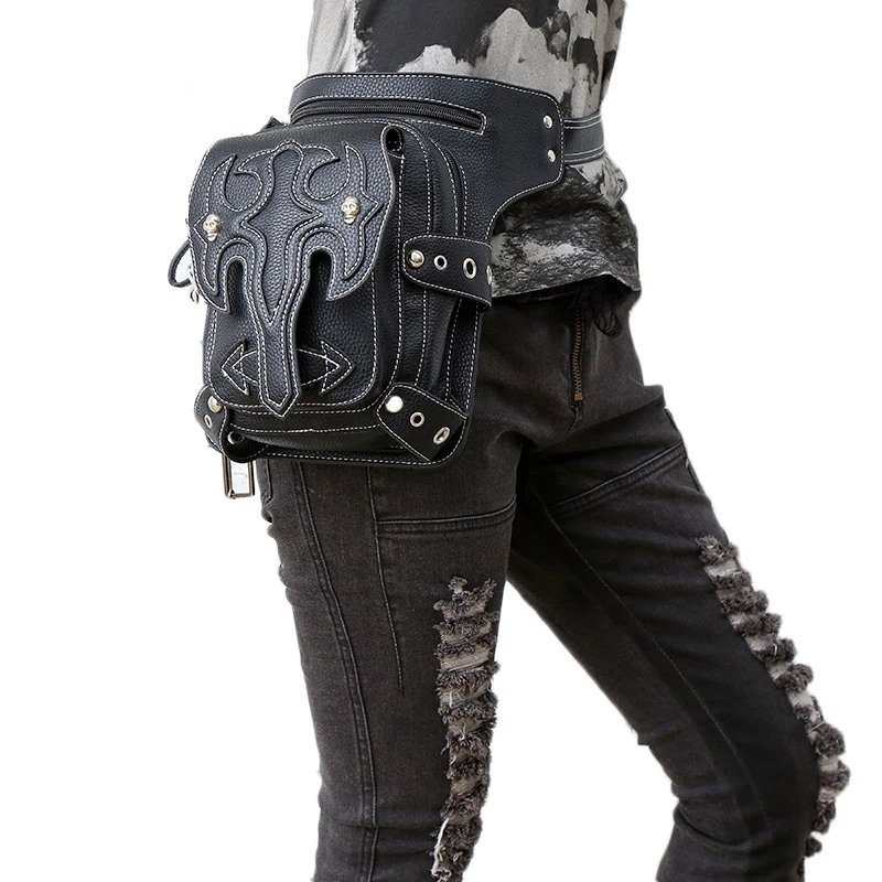 LACATTURA Gothic Steam Punk Bag Retro Rock Bag Women Waist Leg Bags