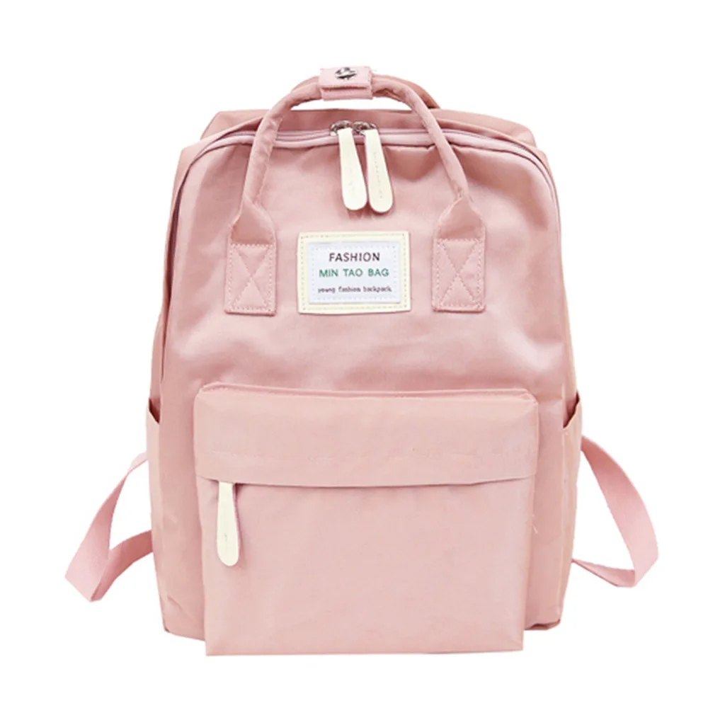 

Nylon Waterproof Backpack for Women Large Casual School Backpack for Girls Solid Colour Simple Zipper Travel Bag Women Mochila