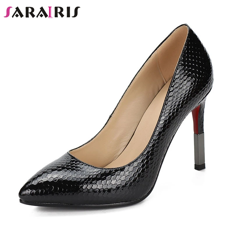 

SARAIRIS New Fashion Big Size 35-43 Ladies High Heel Patent Pu Leather Shoes Woman Casaul Party Ol Sexy Spring Autumn Pumps
