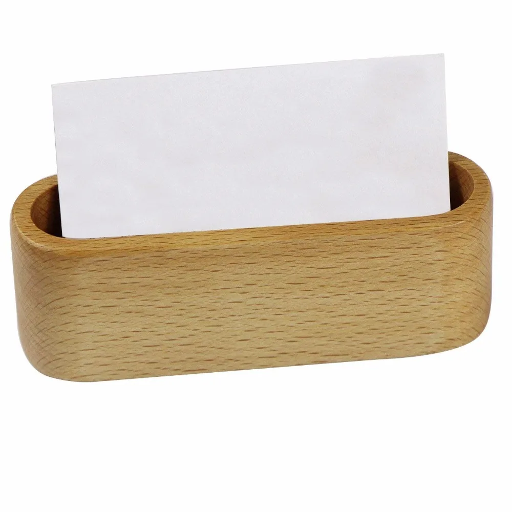 Wooden Desktop Business Card Holder Display Stand Beech ...
