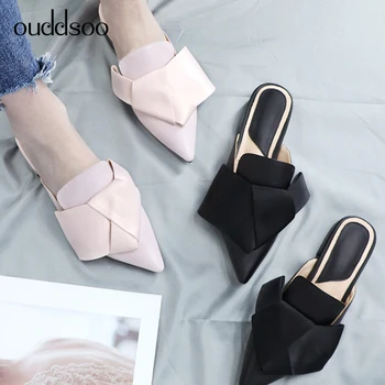 

Summer Mules Flats Ladies Slip-on For Women Flat Shoes Rivet Lady Sandals Slippers Female Work Shoes Outdoor Woman Slides Pink