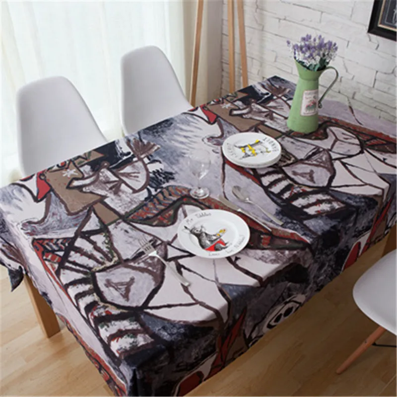 Creative Abstract Painting stone Tablecloth cotton&linen 130*180cm 140