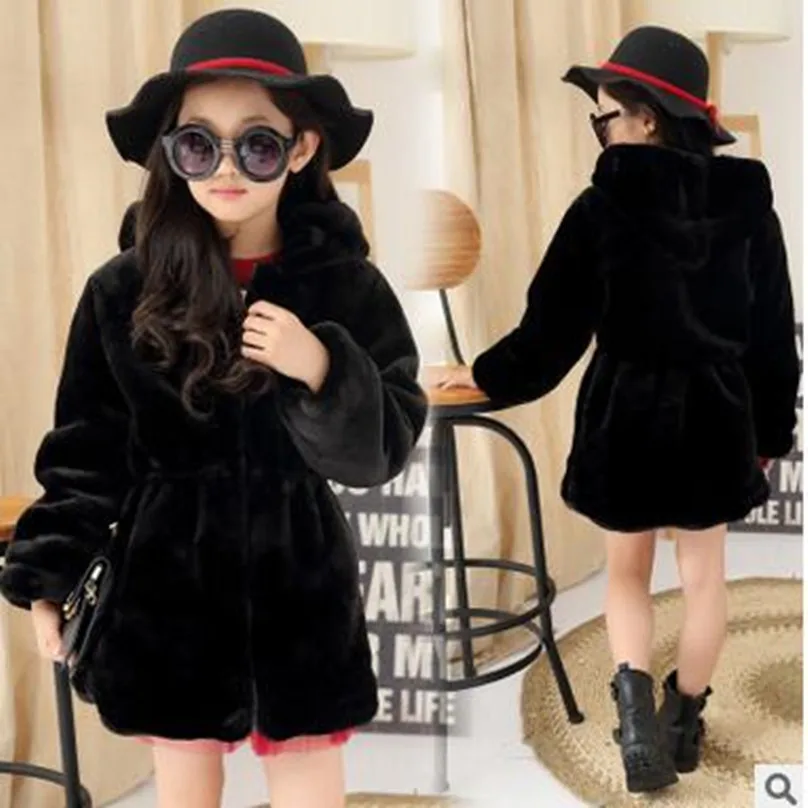 

Hot sale 2018 Fashion Girls winter Faux Fur Fleece Girls' Coat Kids Warm Jacket parka elegant clothing for girls Children Snowsu