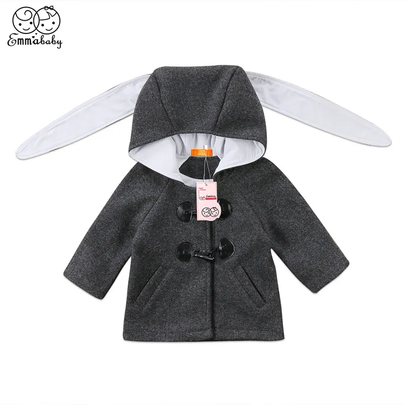 

Toddler Adorable Kids Baby Girls Boys Solid Color Winter Warm Button 3D Ear Long Sleeve Hooded Coat Outerwear Jacket Clothing