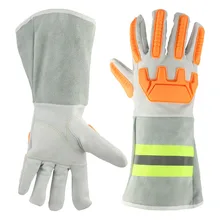 Ким Юань высокая видимость сварочные перчатки со светоотражающими полосками жаростойкие и огнестойкие Светоотражающие устойчивые к порезам защитные перчатки 14"