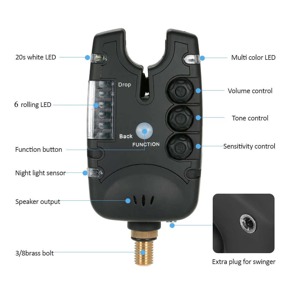 Lixada беспроводной 4+ 1 набор сигнализаций для ловли укусов 4 Bite оповещение тон громкость звук+ 1 приемник в чехол светодиодный JY-27 для ловли карпа