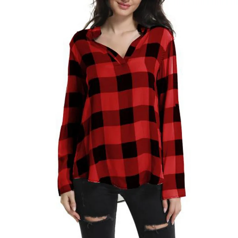 Laamei 2018 Autumn Women Plaid Plaid Off Shoulder Blouse Casual Long Sleeve Loose Button Tops Ladies Striped Party Shirts Z50 Blouses