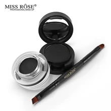 Бренд, Черная Подводка для глаз, Водостойкая Подводка для глаз, гель+ пудра для бровей с кистью для макияжа, инструмент, косметика, стойкий