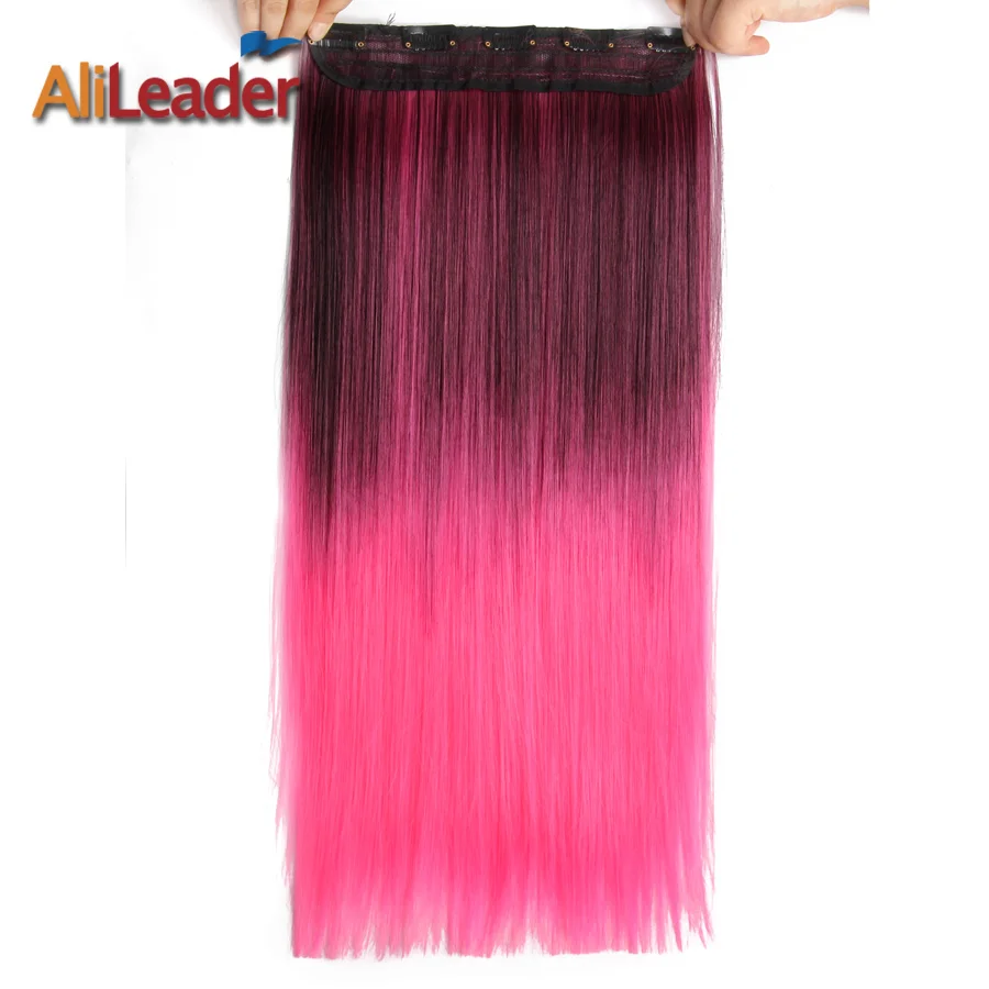 Alileader 5 Clip In Hair Extension Ombre Purple Red Color 22 Inch