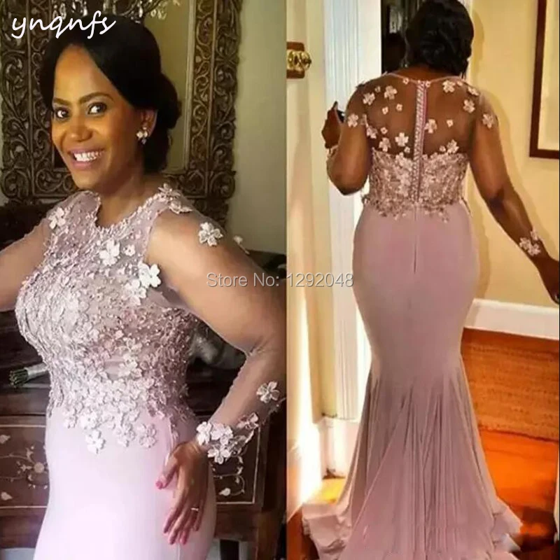 Chiffon Rozetten Kralen Elegante Lange Mouw Roze Moeder van de Bruid Jurken Bruiloft Gast Wear Party Gewaad YNQNFS MD250 Chiffon Rozetten Kralen Elegante Lange Mouw Roze Moeder van de Bruid Jurken Bruiloft Gast Wear Party Gewaad YNQNFS MD250