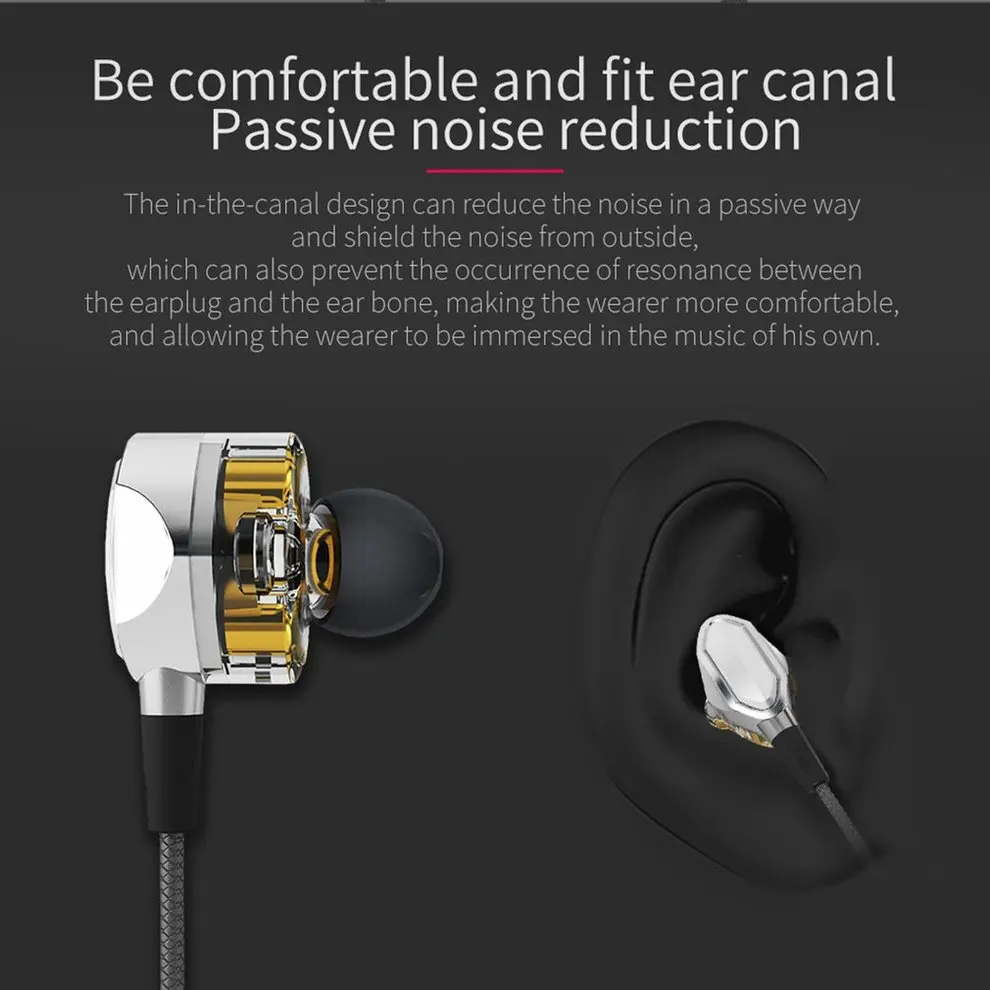 

5PCS In-ear HiFi Earphones Dual Dynamic Driver 4D Stereo Surround Noise Canceling Professional HIFI Earbuds With Mic