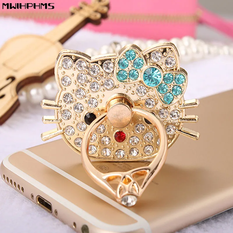 

1pc 360 Degree Hello Kitty Finger Ring Mobile Phone Stand Holder For all Smart Phone/tablet computer Watch video support