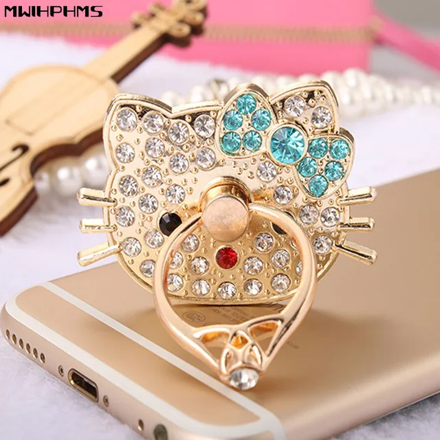 Cheap Mwihphms 360 Degree Hello Kitty diamonds Finger Ring Mobile Phone Stand Holder For all Smart Phone/tablet Watch video support Cheap Mwihphms 360 Degree Hello Kitty diamonds Finger Ring Mobile Phone Stand Holder For all Smart Phone/tablet Watch video support