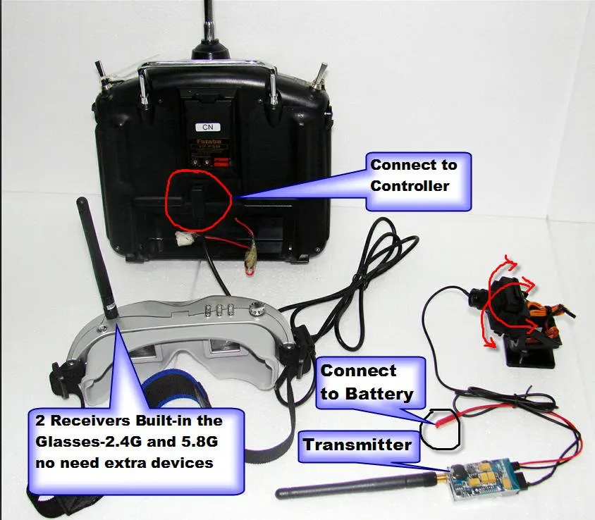 RC Head Tracking High quality AIO video goggle FPV kit system up to