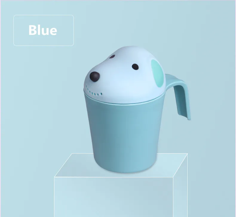 Новинка, милая чашка для ванны с рисунком собаки, Детские шампуни для душа, детские чашки для купания, ложка для воды, детские чашки для мытья, 2 цвета - Цвет: Blue