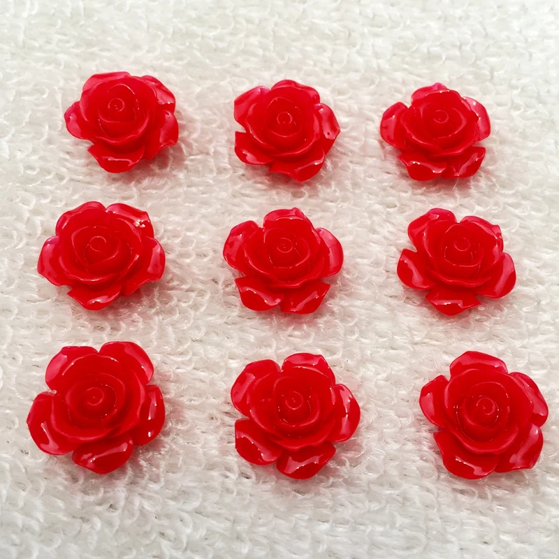 

Fit For DIY Phone Embellishment 15mm 30pcs/Lot Flat Back Resins Cabochon Scrapbook, 3D Resin Rose Flower -B021
