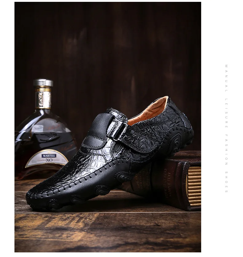 VKERGB/обувь мужские кожаные мокасины; Роскошная Повседневная обувь; мужские лоферы из натуральной кожи на плоской подошве; дышащие размер плюс 38-47; Цвет Черный