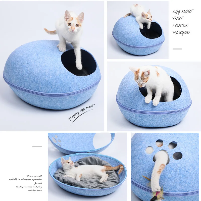 Portable Cat House Cave Sleeping Bag Zipper Egg Shape Felt Cloth Pet House Nest All Season Use Dog Cat Bed Comfortable Portable Cat House Cave Sleeping Bag Zipper Egg Shape Felt Cloth Pet House Nest All Season Use Dog Cat Bed Comfortable