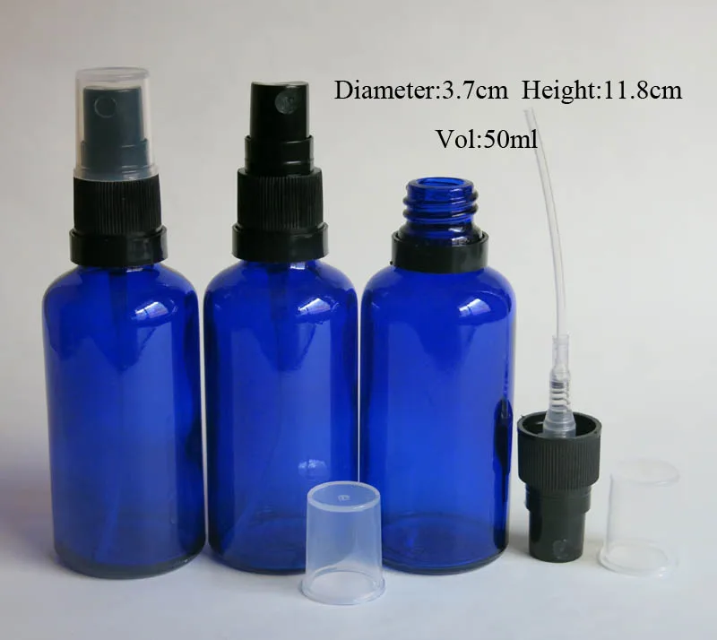 wholesale 100pcs 50ml BLUE glass bottle with lotion sprayer,50ml blue