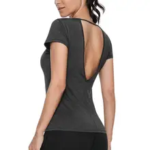 VUTRU женские топы для йоги с открытой спиной рубашки для тренировки короткий рукав Сексуальная Повседневная Свободная футболка