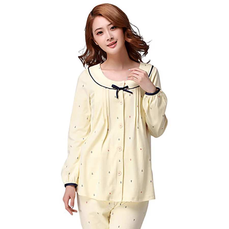 Summer Maternity Pajamas Set Nursing Clothes For Pregnant Long Sleeve