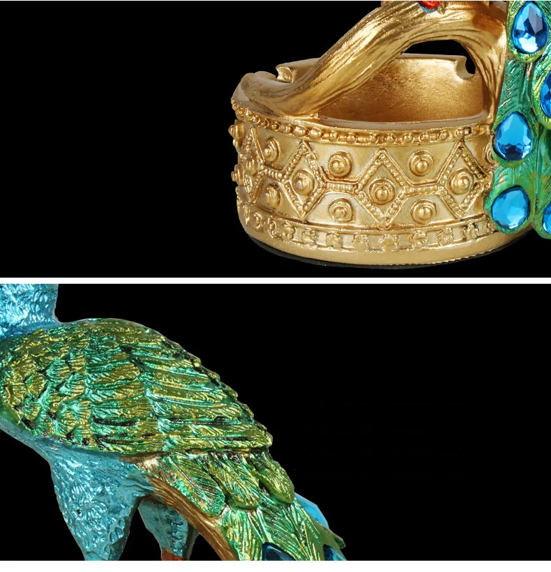 Уникальный Прекрасный Цветной Павлин Моделирование смолы пепельница Павлин Украшенные пепельницы