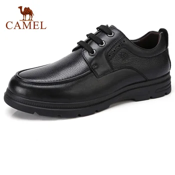 

CAMEL Business Winter Men's Shoes with Fur Genuine Leather Men Wearable Flats Male Cushioning Non-slip Father Footwear