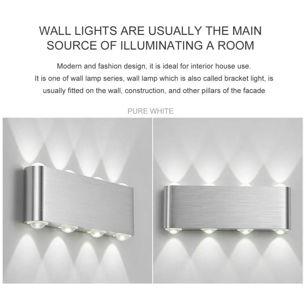 

AC110V-240V Rectangle 8W LED Wall Sconces Light Up Down Wall Lamp for Garden Bedroom Hall Staircase Quality