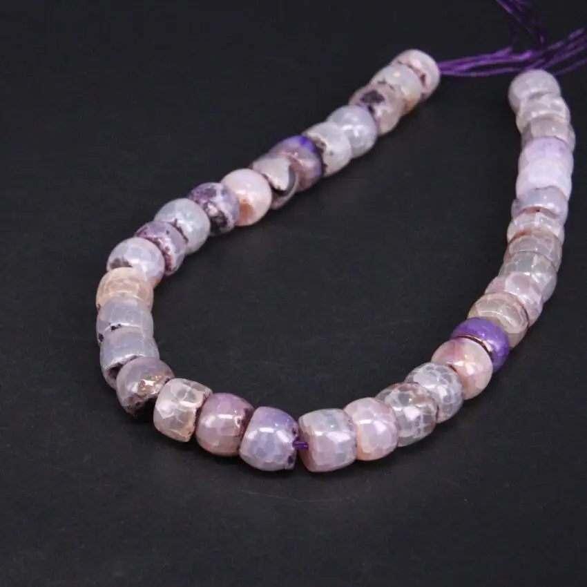 

15.5"/strand Purple Crack Agates Rondelle Abacus Beads,Natural Onxy Gems Stone Nugget Pendants For Accessories Jewelry Making