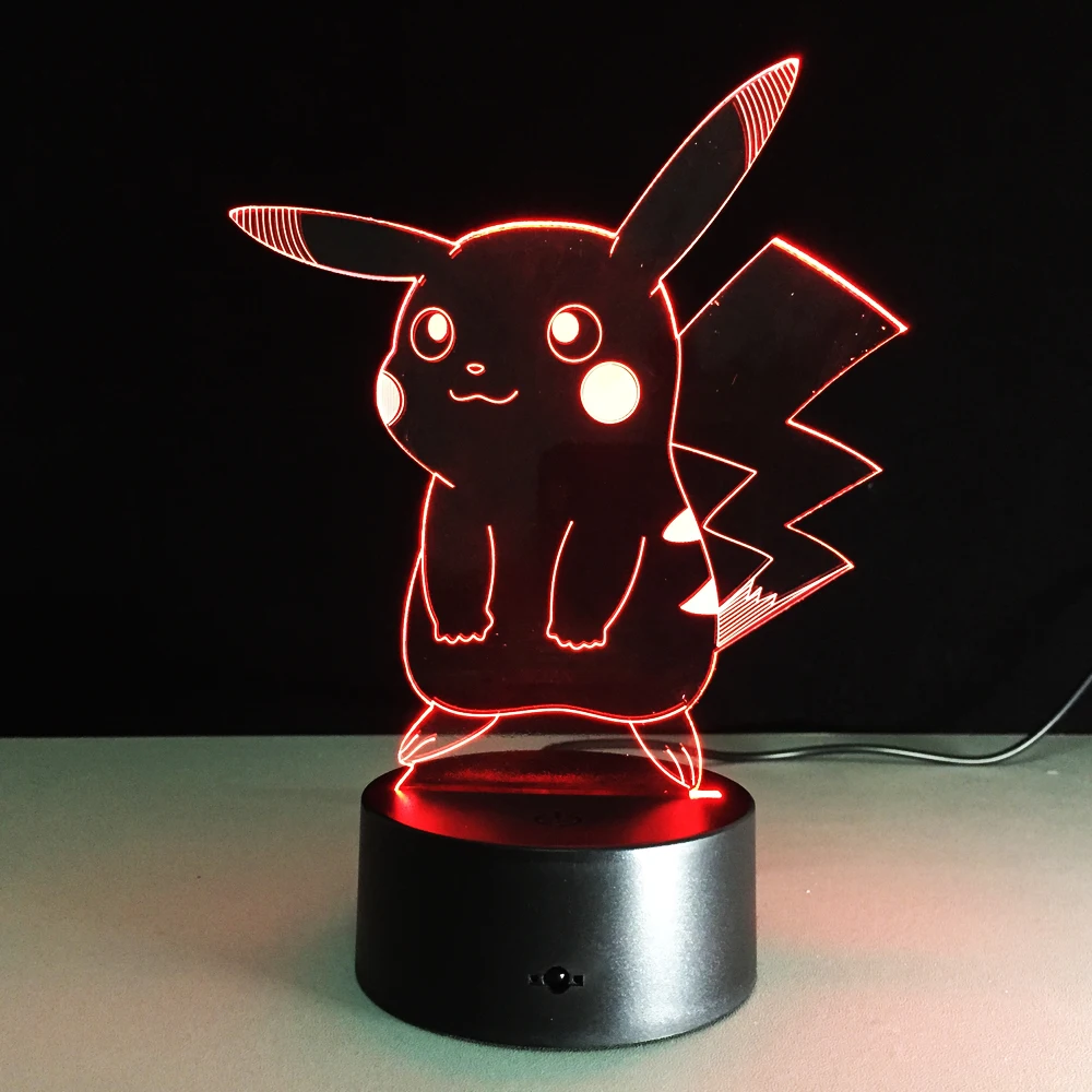 

Pikachu Night Light Creative Table Lamp 3D Light 7 Colorful Touch LED Visual Light Gift Table Lamp Children Lampe