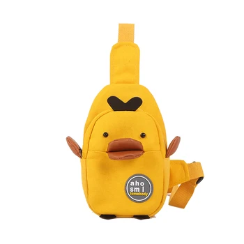

Baochili New 2019 cartoon little yellow duck student chest bag street slant backpack