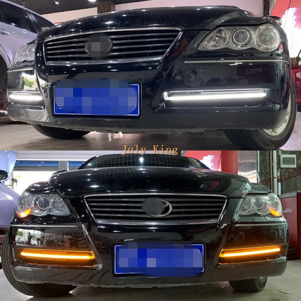 July King светодиодный дневные ходовые огни DRL чехол для Toyota Mark X eiz 2005-2009, СВЕТОДИОДНЫЙ DRL с желтым стримером указатели поворота светильник