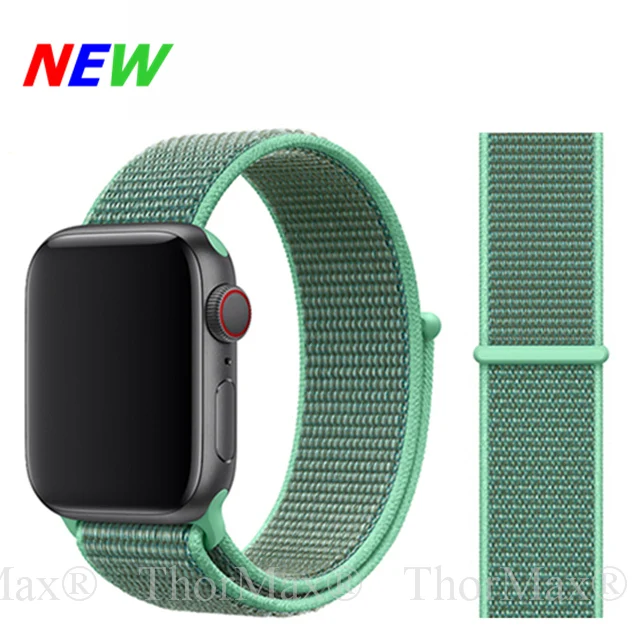 Для apple watch band 38 мм 42 мм 40 мм 44 мм 43 цвета нейлоновая петля Sporst ремешок нейлоновая тканая группа часов для iwatch 4 3 2 1 браслет - Цвет ремешка: 30-Spearmint