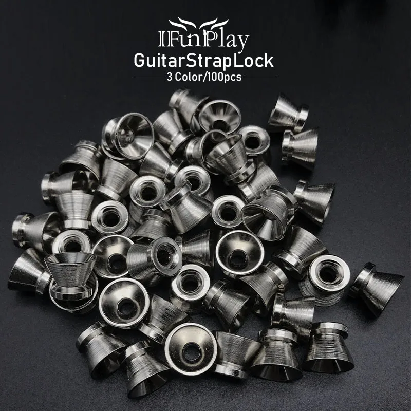 100Pcs Guitar Strap Lock Locking Pegs Pins Metal End Strap Button for