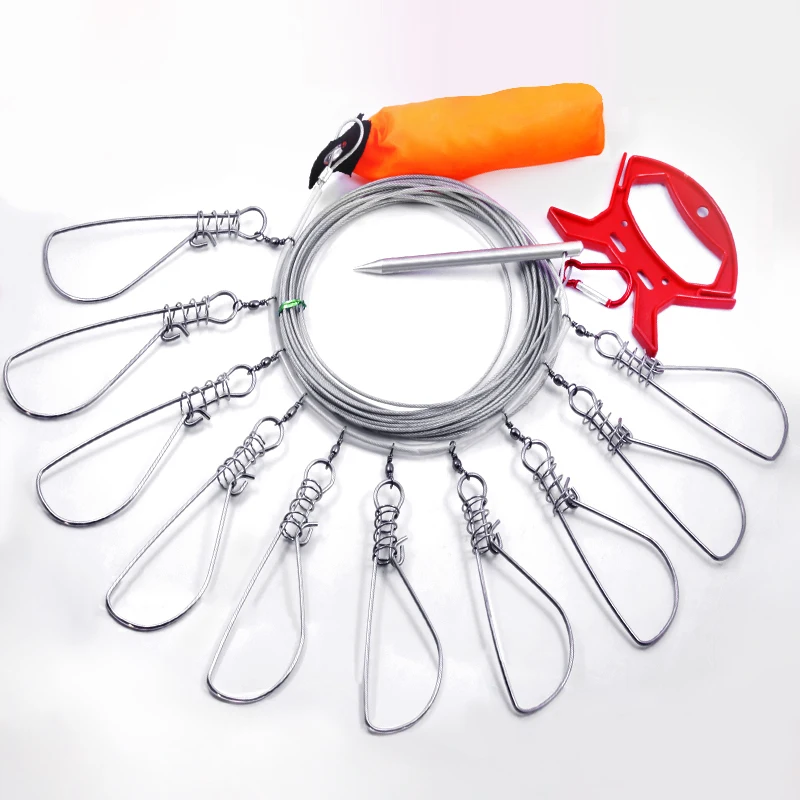 

YNKOO Fishing Lock Buckle Fishing Tackle Tool Accessory Stainless Steel Chain Stringer With Float Live Fish Lock Belt