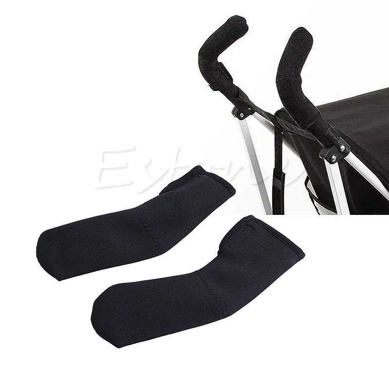 

1Pair Baby Soft Pram Stroller Handle Neoprene Magic Tape Bumper Bar Cover Black