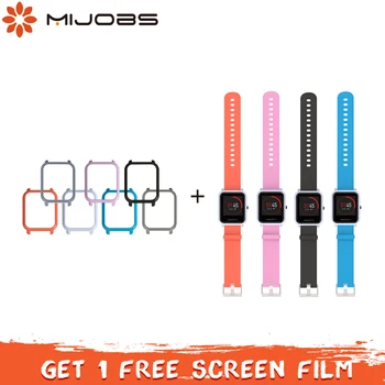 

Mijobs 20mm Silicone Wrist Strap Protector Case Cover for Xiaomi Huami Amazfit GTR Bip BIT PACE Lite gts Smartwatch Strap Correa