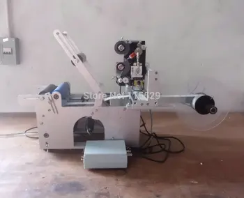 

Free Shipping adhesive label 15-120mm High quanlity Semi-automatic Electric Round Bottle Labeling Machine with code printer