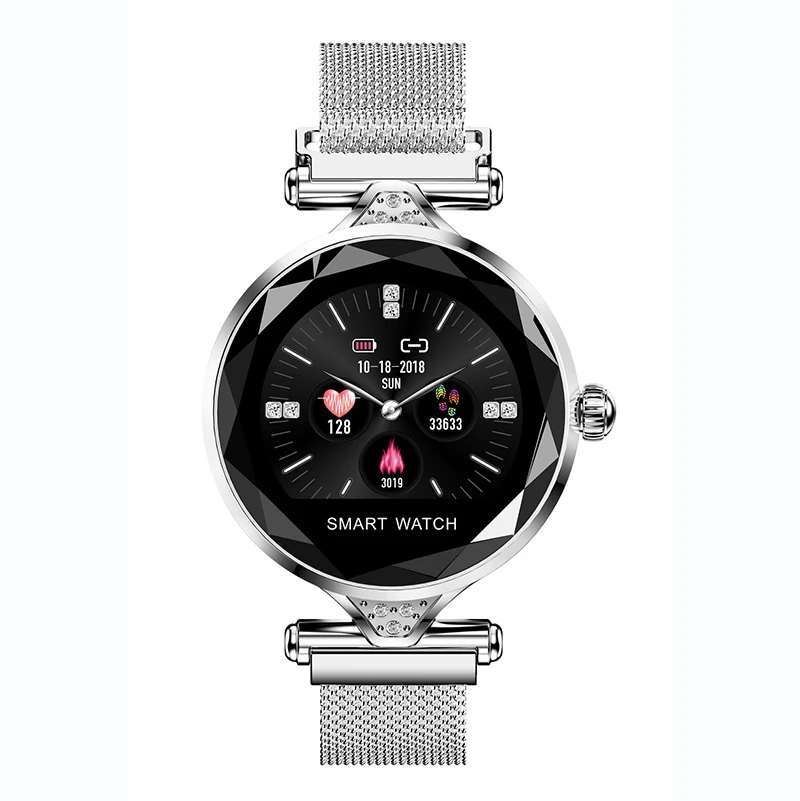 LEMFO H2 Роскошные Смарт-часы для женщин водонепроницаемый Дамская мода Smartwatch фитнес-трекер для измерения сердечного ритма для Android IOS телефон подарок H1 - Цвет: SILVER 1