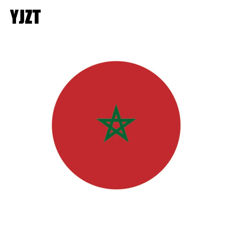 

YJZT 10CM*10CM Accessories Round Moroccan MA Flag Car Sticker PVC Creative Decal 6-0971