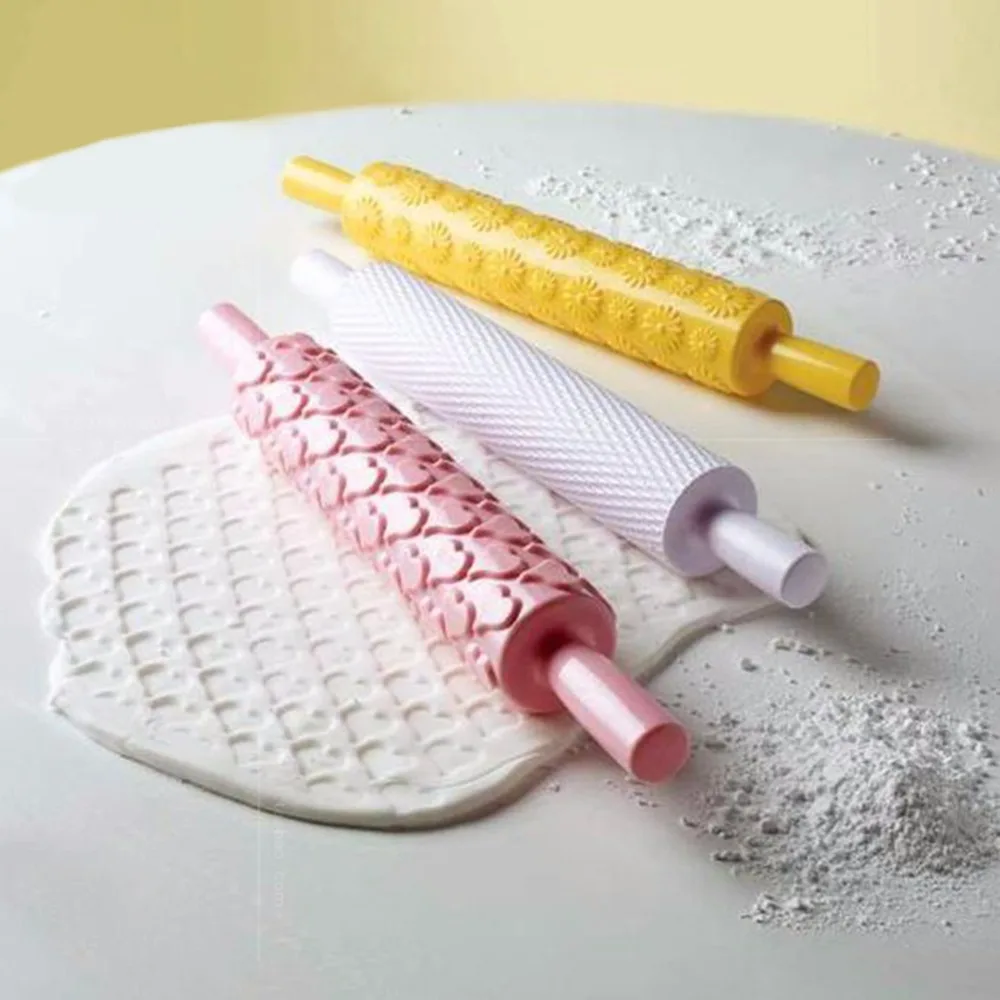 

1Pcs Embossing Rolling Pin Patterned Baking Tools Fondant Embossed Mold Cake Decorating Tool DIY Baking Accessoring