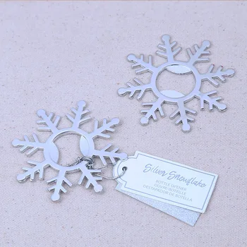 

Free Shipping 50pcs New Metal Alloy Openers SnowFlake Shape Bottle Beer Opener Kitchen Table Wedding Party Use Christmas Gift