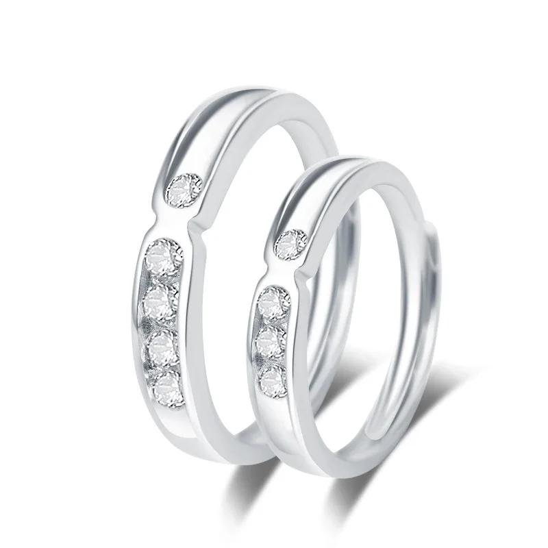 

2017 new fashion personality high quality 100% sterling silver super sparkling crystal luxury couple ring jewelry