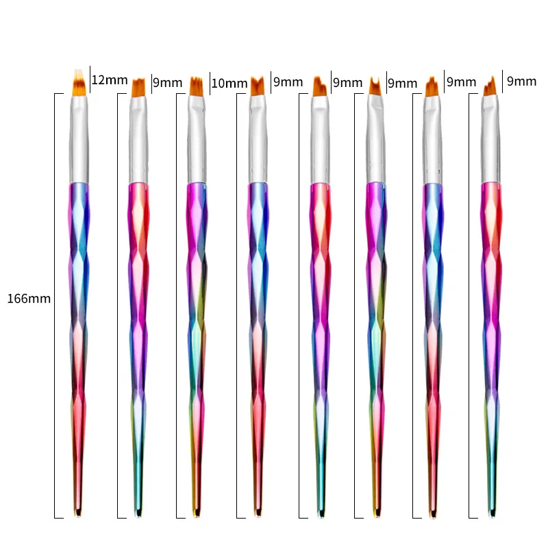 8 шт./компл. кисть для дизайна ногтей Радуга УФ-гель, акриловый лак французская Луна Французский маникюр Рисунок цветок градиент карандаш для маникюра, инструменты