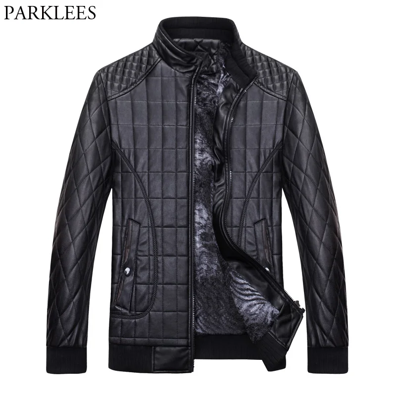 

Pilot Leather Jacket Men 2017 Winter Thicker Quilted Jacket Casual Men PU Leather Motorcycle Jacket Slim Fit Mens Jackets Coats