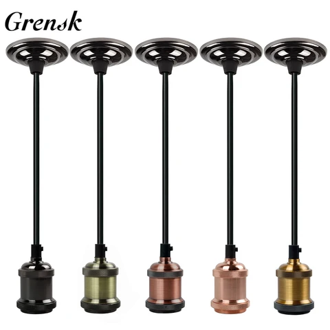 Grensk Vintage Mini Pendant Light E26 E27 Base de Tecido Preto Cordão Pendurado Kit de Luz para Corredor de Casa Escritório Estúdio Quarto
