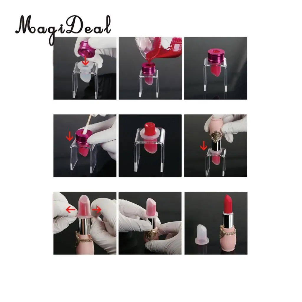 MagiDeal MagiDeal 4 Holes Acrylic DIY Lipstick Mould Holder Lip Blam Mold Stand High quanlity Transparent Lipstick Balm Tools